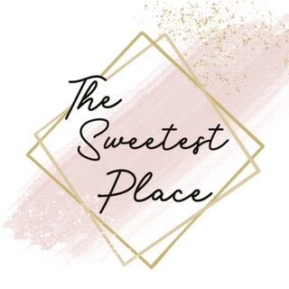 The sweetest place logo with the text in black and the pink brush stroke underneath