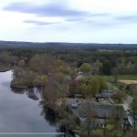 Aerial view of Orange Massachusetts mainly showing the forest and river